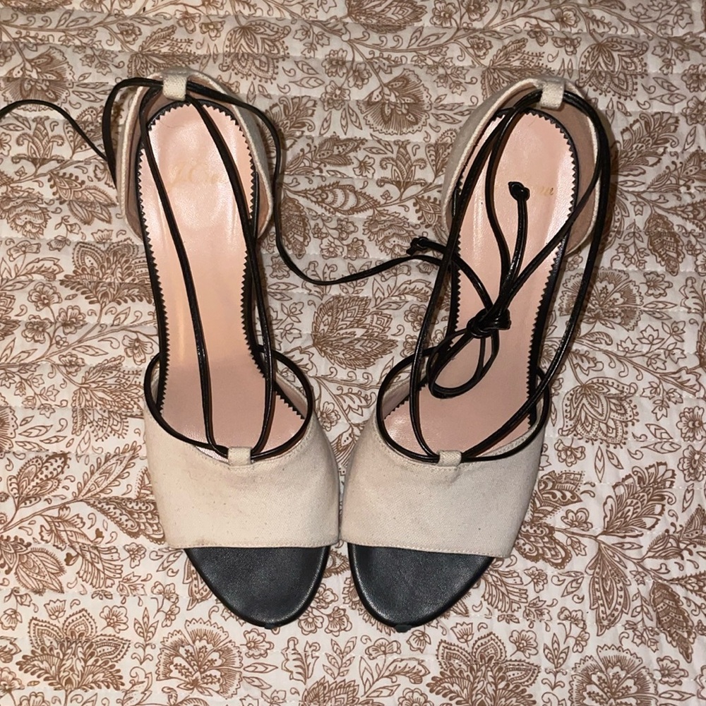 J.Crew lace up block heels